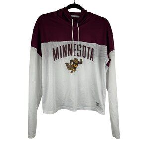 Minnesota Gophers Under Armour Womens Maroon/White Mesh Cropped Hoodie sz Large